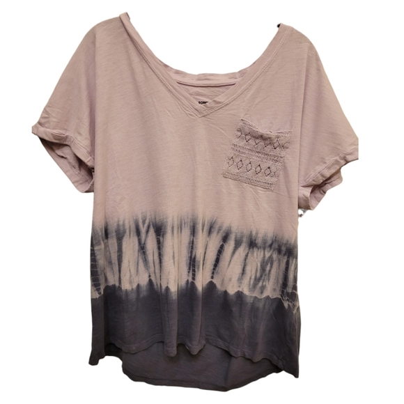 Sonoma 100% Cotton Tie Dye Purple Pink Lace Vintage Tee Size Large - Picture 1 of 8